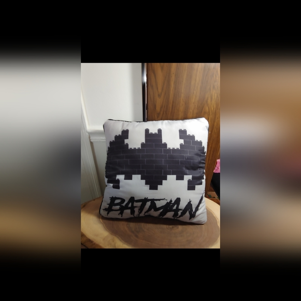 LEGO Batman Logo Throw Pillow - Black and Gray
